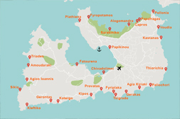 Mappa delle spiagge dell'isola di Milos